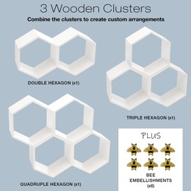 EXCELLO GLOBAL PRODUCTS Honeycomb Toilet Paper Holder with Bees - Holds 9 Rolls - Multiple Configurations, White