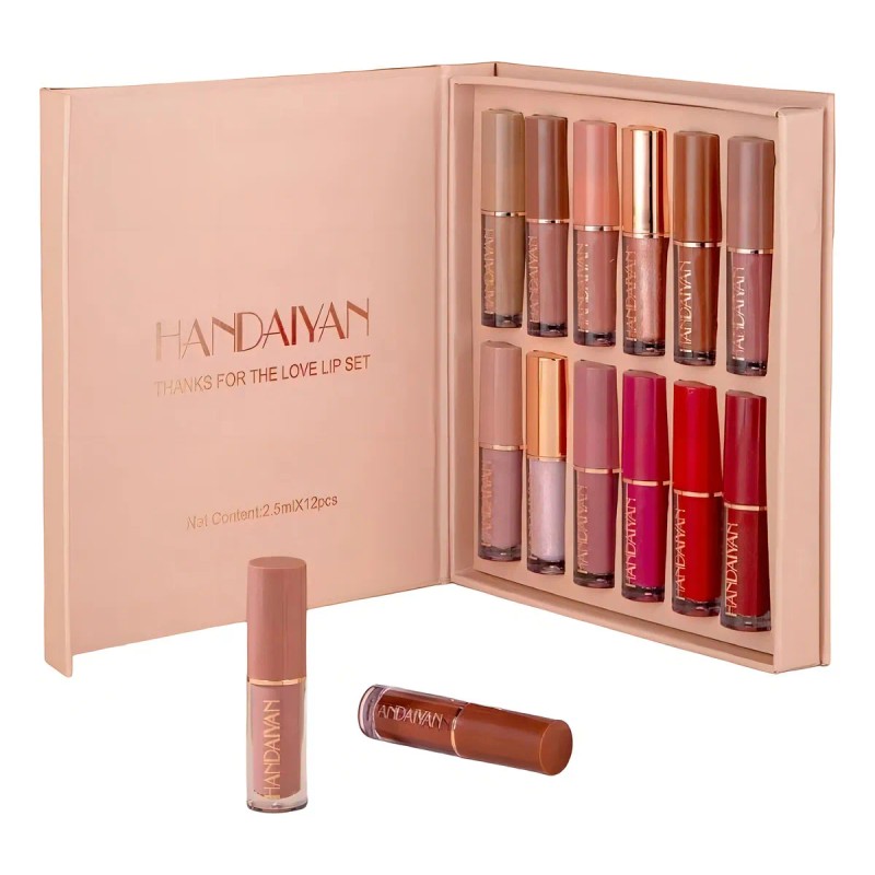 Labial Mate Handaiyan Paleta X12 Colores Larga Duración Pack