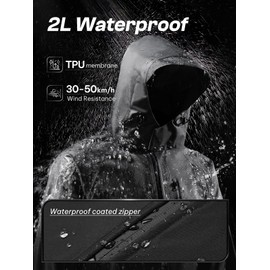 SaphiRose Men's Waterproof Rain Suit 2pcs/set Packable Rain Gear for Golf Motorcycle Fishing (Black/reflective strip,L)