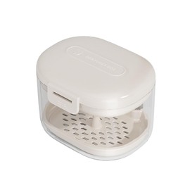 Shengsenfu Dental Portable Mouth Storage Case, with Strainer Basket Dental Cup Denture Soaking Container False Teeth Storage Box (White)