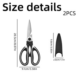 BZKSER Kitchen Scissors – 2 Pieces Kitchen Scissors Multi-Purpose Scissors Heavy Duty Meat Scissors Poultry Scissors Bottle Opener for Scissors Kitchen Sharp for Fish Poultry Herbs