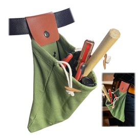 Tool Belt Pouch with Snap Belt Clip On and Loop, Waist Tool Holster, Small Utility Pocket Pouch for Tools Nails Screws, Durable Canvas Work Bag for Electrician Plumber Carpenter (Green)
