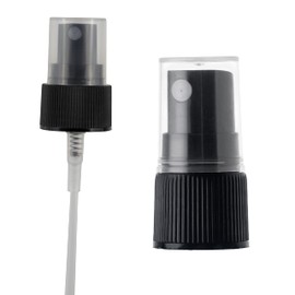 uh*Roh*Muh 20-410 Mist Sprayer (Pack of 100) Black - Neck Size Ribbed Skirt Sprayer - Perfect for Hair, Skincare and Cleaning Solutions, Clear Plastic Overcap Included for Safe Product Storage