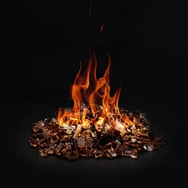 onlyfire 10-Pounds Regular Fire Glass for Natural or Propane Fire Pit Fireplace & Landscaping, 1/4-Inch High Luster Copper