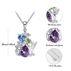 Hummingbird Necklace for Women Sterling Silver Hummingbird Pendant Necklace Hummingbirds Flower Jewelry Charm Memorial Christmas Mothers Day Gifts