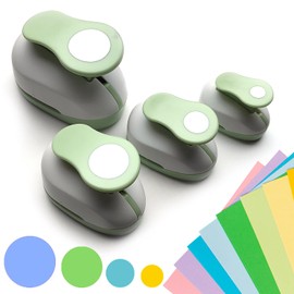 Round Punch, Set of 4, Paper Punch, Motif Punch, Circle Punch, Paper Punch, Round Motif Hole Punch Set, Hole Punch for Scrapbooking, Crafts, Photos, Greeting Cards, Gift Tags