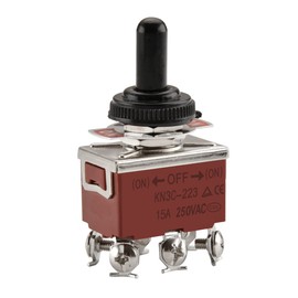 Heschen Metal Toggle Switch HS-223 DPDT Momentary Type (ON)/OFF/(ON) 3 Position 15A 250VAC 6 Screw Terminals CE with Waterproof Cover