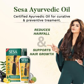 sesa SESA Ayurvedic Hair Oil With Bhringraj & 17 Rare Herbs With Coconut Oil and 4 Nourishing Oil For Hair Growth Help Control Hair Fall & Easy Hair Oil Applicator For Women and Men, 3.38 Fl Oz or 100 ml