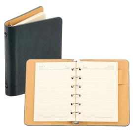 PATIKIL 6 Ring Binder Cover, A7 Leather Notebook Binder Mini Refillable Loose Leaf Personal Planner with 50 Lines Paper, Green