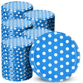 KADAX Screw Lids fi82mm x 50pcs Twist Off Lids Set Metal Replacement Mason Jar Lids with 6 Locking Teeth for Jars and Mason Jars (Blue Polka Dot,50pcs)