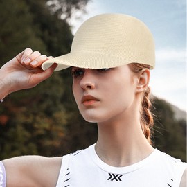 Reberomantique Unisex Straw Baseball Cap Summer Cool Sun Visor Outdoor Travel Sunhat Adjustable Trucker Hat Beige