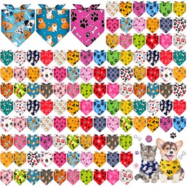 Sanwuta 120 Pcs Bandanas for Dogs Bulk Summer Triangle Dog Bandana Washable Pet Scarves Adjustable Bibs for Small and Medium Pets, 30 Styles(Bones)