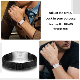 Alissl Baseball/Football/Soccer/Basketball Cross Bracelet Gifts Elastic Strap Stainless Steel Adjustable Bible Verse Bracelets Baptism Christian Jewelry Graduation Gifts, Soccer, no gemstone