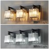 FDPBY Modern Bathroom Vanity Light 3-Lights Modern Black Crystal Wall