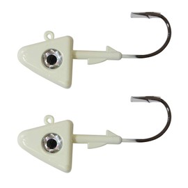 Qty 2 Fish WOW! 8oz Shad Jig Head 32786 MUSTAD Hook 2X Strong 10/0 Black Nickel Hooks Jigheads - Glow in The dark