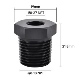 EVIL ENERGY 3/8" NPT Male to 1/8" NPT Female Reducer Bushing Fitting Adapter Hex Aluminum Black