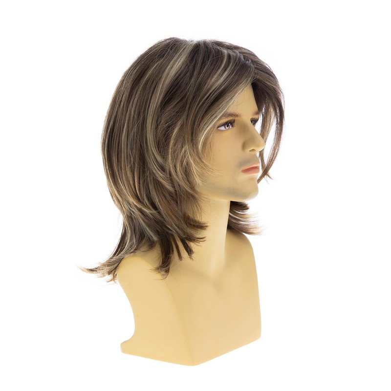 Sallcks Mens Blonde Brown Long Straight Synthetic Natural Looking Costume