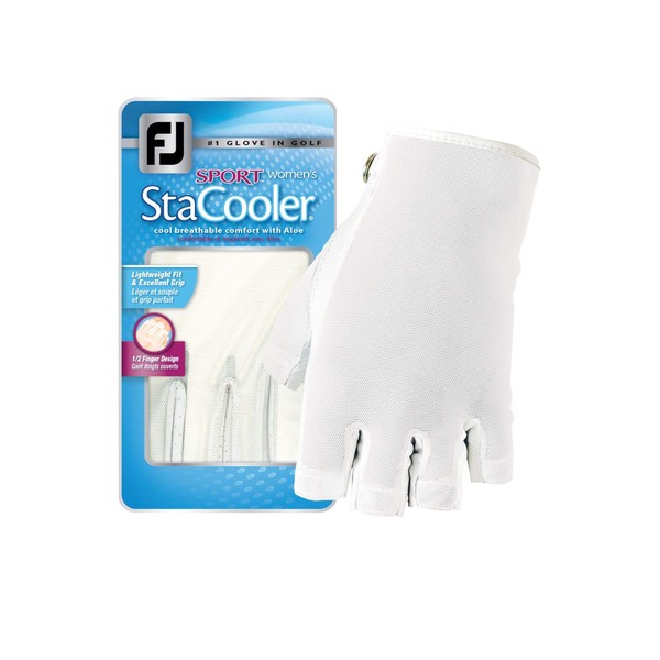 FootJoy Women's StaCooler Sport Golf Glove, White Medium, Worn on Left Hand