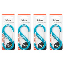 Nite Ize S-Biner Aluminum Dual Carabiner - Size 4 - Blue - 4 Count (4 Pack)