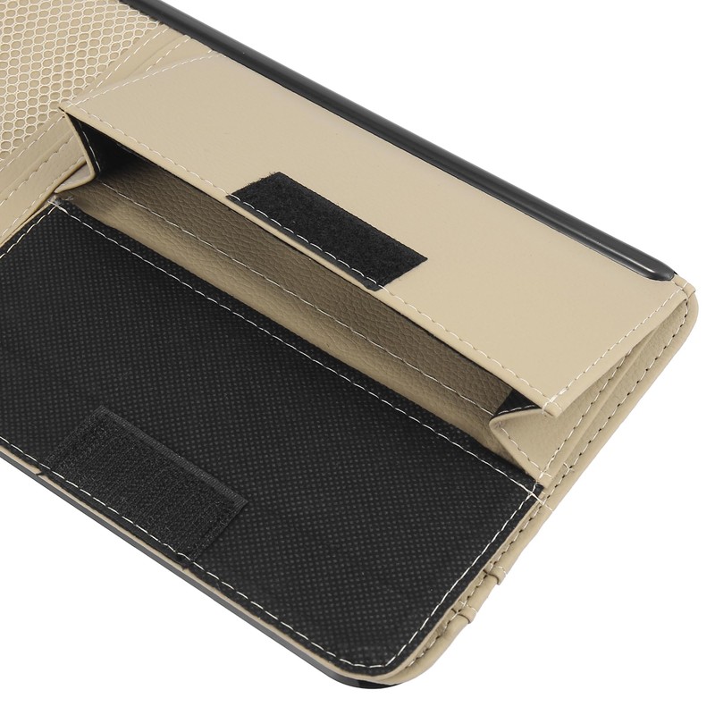 X AUTOHAUX Beige Universal Car Sun Visor Organizer Sunglasses Case