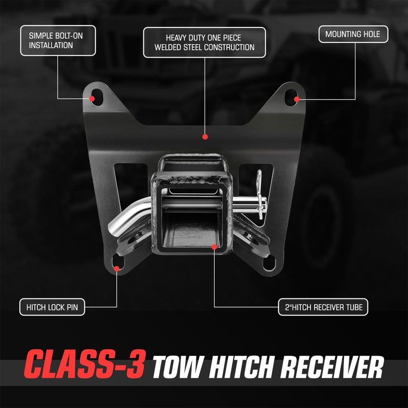 DNA MOTORING 2" Tow Hitch Receiver Compatible with Honda Talon