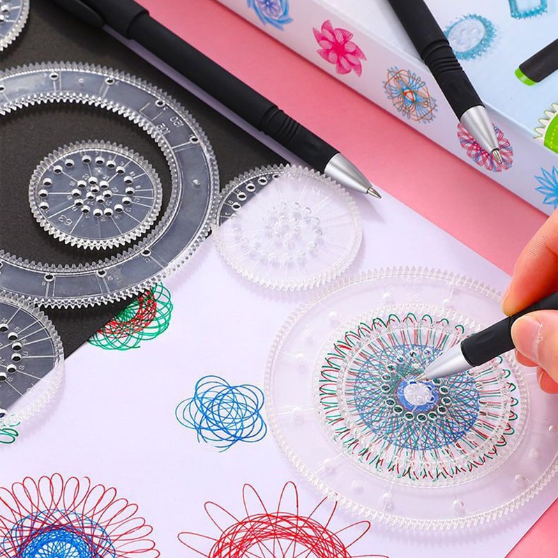 LKTFATD 22Pcs Spirograph Drawing Set Geometric Spiral Stationery Tool Drawing