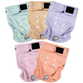 Tuiskusa Reusable Washable Dog Diapers Female, Highly Absorbent Doggie Diapers, Size Adjustable Puppy Diapers for Dog Period Panties(5 Pack)