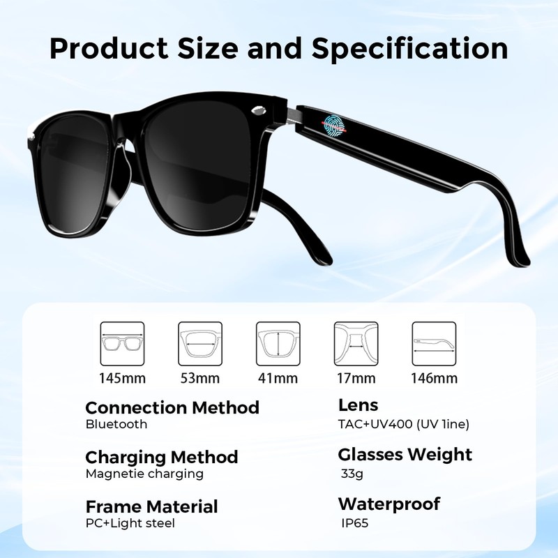 Smart Glasses for Men and Women, Bluetooth Sunglasses with 164