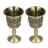 2pcs Wine Glasses Exquisite Chrysanthemum Pattern Vintage Court Style Metal