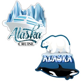 Kanayu 2 Pcs Alaska Cruise Door Decoration Magnetic Large Cruise Door Magnets Funny Refrigerator Magnets Essentials for Carnival Cruise Ship Cruise Accessories Stateroom Cabin Gift(Bear, Whale)