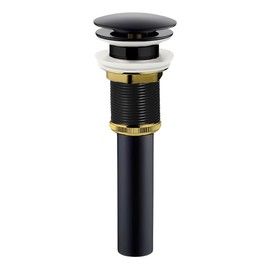 KARBI Tapón de Drenaje Desplegable - Acero Inoxidable -contra para Lavabo con Desagüe Desplegable - Salida de 1 1/4" - Sistema Push para Desagüe de Baño - Alta Calidad (Negro)