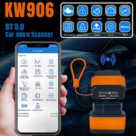 KONNWEI KW906 BT 5.0 Wireless OBDII Car Auto Diagnostic Scan Tools Car Detector Tester Scanner for IOS Android System, Red