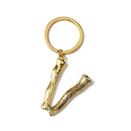 ARFUKA Keyring with Letter V Stainless Steel Car Key Fob Metal Keychain Valentine's Day Birthday Christmas Gifts for Women and Men Gold, gold