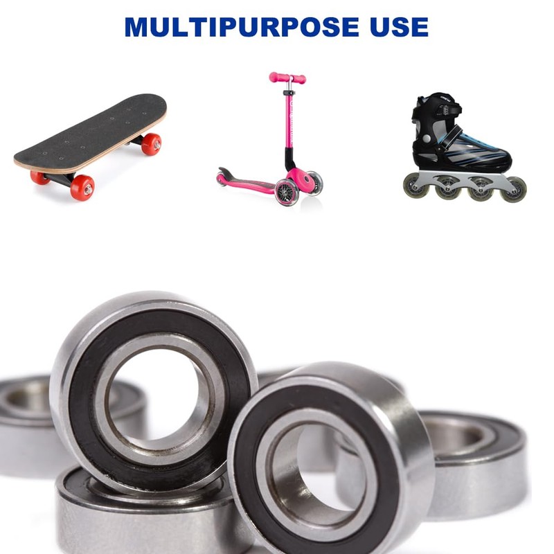 608 2RS Ball Bearings - 10 Pcs Double Rubber Sealed