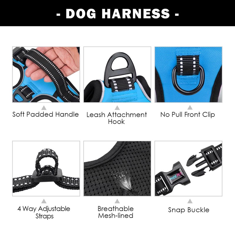 PHOEPET No Pull Dog Harness Adjustable Dog Vest Harness for