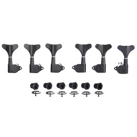 KAISH 6 String 3R3L 18:1 Sealed Bass Tuners Bass Guitar Tuning Keys Tuning Machine Heads for Ibanez/Yamaha Style Acoustic/Electric Bass Black