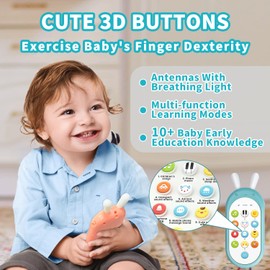 Richgv Baby Cell Phone Toy - Sensory Learning Toys with 12 Functions, Light & Multi Sound Effects, Teething Toys for Babies & Infant 6 to 12 Months Boy Xmas Gifts Stocking Stuffers