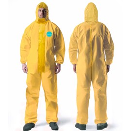 Andes 6 Pack Chemical Protection Coveralls | Hazmat Suits | Sealed Seam Chemical Protection Suits with Hood, Elastic Wrists (6, 3X)