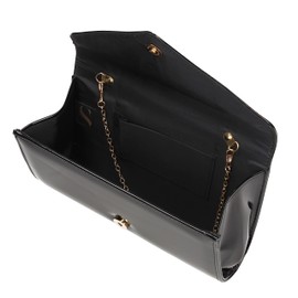 SwankySwans Alisa Patent Party Prom Evening Clutch Bag, black