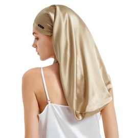 LilySilk Night Cap, 19 Momme, 100% Natural Silk, Night Cap, Sleep Prevention, Split Ends, Moisturizing, Beautiful Hair, Long Hair, Sleeping Cap, For Sleeping or Postpartum Use, Braun