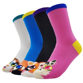 JJMax Women's Sweet Animal Cotton Blend Socks Set One Size Fits All (Cool Sunglasses)