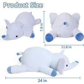 Weighted Anxiety Comfort Animal – 24 in Giant Elephant Calming Plush (4.2 lbs) for Kids & Adults