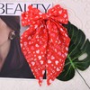 Love Heart Print Ribbon Hair Bows Girls Oversize Satin bowknot