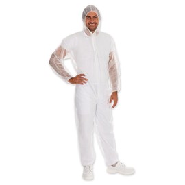 FRANZ MENSCH Hygonorm Overalls Light with Hood Polypropylene White XXL Pack of 50