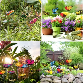 Tuxiaobu 36 PCS DIY Butterfly Dragonfly Bee Set 3D Removable Gardening/Floral/Party Indoor Outdoor Yard Garden Flower Pot Decorations - Thanksgiving Christmas Whimsical Gifts for Kindergarten