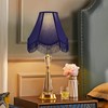 GO&SO Blue Silk Bell Lamp Shades Petal Edge Braid with