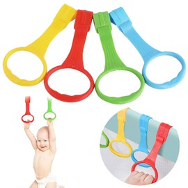 DHWEKU Rings for Cribs, Pack of 4 Rings Baby Hand Rings Handle Removable Hand Rings for Baby Toddler for Leg Exercise, Stand Up Exercise in Cots Travel Cots