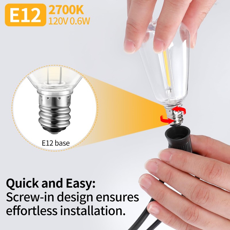 Hobbynors 10Pack ST38 LED Outdoor String Light Replacement Bulbs, Shatterproof