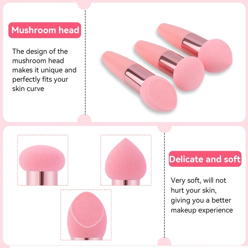 3 Pcs Makeup Foundation Sponge Pink Beauty Blender Sponge Makeup