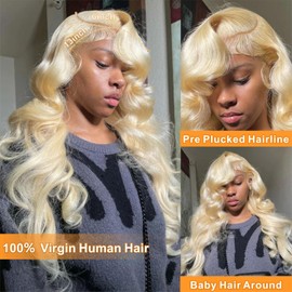 MARUOL 613 13x6 Lace Front Wig Human Hair Blonde Wig Human Hair Body Wave HD Transparent Lace Frontal Wigs Human Hair Pre Plucked with Baby Hair for Black Women 180% Density wigs 26 Inch